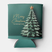 メリークリスマスツリーゴージャスグリーン金ゴールドパーティー 缶クーラー (正面)