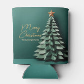 メリークリスマスツリーゴージャスグリーン金ゴールドパーティー 缶クーラー (裏面)