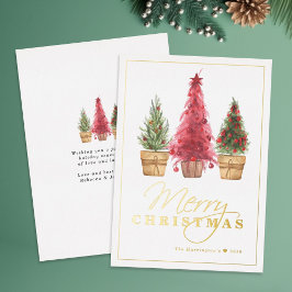 メリークリスマスツリーゴールドフォイルホリデーカード 箔シーズンカード