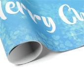 メリークリスマスツリーサンタかわいいガーリーユニコーンブルー ラッピングペーパー (ロールコーナー)