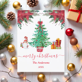 メリークリスマスツリーサンタグリーンレッド ポストカード