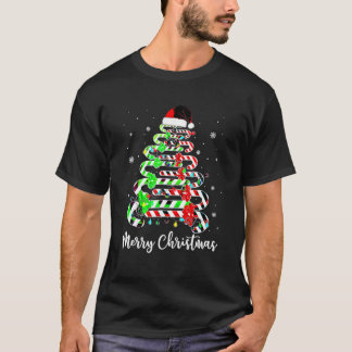 メリークリスマスツリーサンタハットキャンディーキニーガールズ Tシャツ