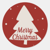 メリークリスマスツリーシルエット赤と白 ラウンドシール (正面)