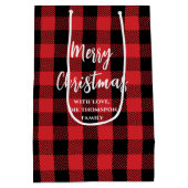 メリークリスマスツリーシンプルバッファローチェックパターン ミディアムペーパーバッグ (裏面)