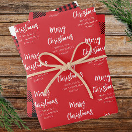 メリークリスマスツリーシンプルバッファローチェックパターン ラッピングペーパーシート