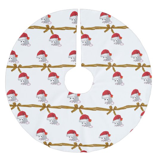 メリークリスマスツリースカートオポッサム ブラッシュドポリエステルツリースカート (正面)