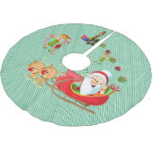 メリークリスマスツリースカートサンタソリ小人シカ ブラッシュドポリエステルツリースカート (アングル)