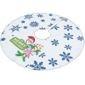 メリークリスマスツリースカートスノーフレークサンタクロース ブラッシュドポリエステルツリースカート (アングル)