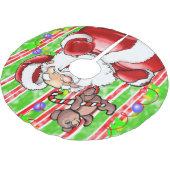 メリークリスマスツリースカートテディベア ブラッシュドポリエステルツリースカート (アングル)