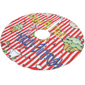 メリークリスマスツリースカートハッピーバースデー ブラッシュドポリエステルツリースカート (アングル)