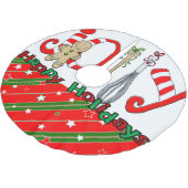 メリークリスマスツリースカートハッピーホリデージンジャー ブラッシュドポリエステルツリースカート (アングル)