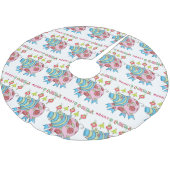 メリークリスマスツリースカート豚ピンクピグ ブラッシュドポリエステルツリースカート (アングル)