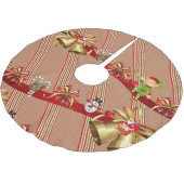 メリークリスマスツリースカート雪だるまストライプ小人 ブラッシュドポリエステルツリースカート (アングル)