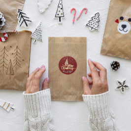 メリークリスマスツリースクリプト名金ゴールドBurgunday ラウンドシール