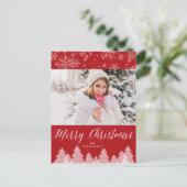 メリークリスマスツリーススノーフレーク冬ワンダーランド シーズンポストカード (スタンド正面)