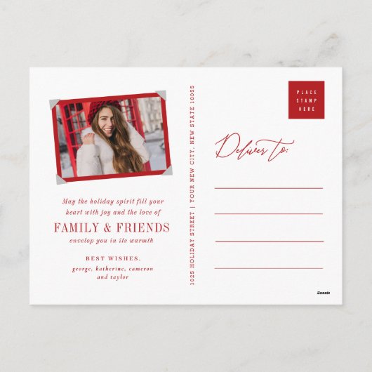 メリークリスマスツリーススノーフレーク冬ワンダーランド シーズンポストカード (裏面)