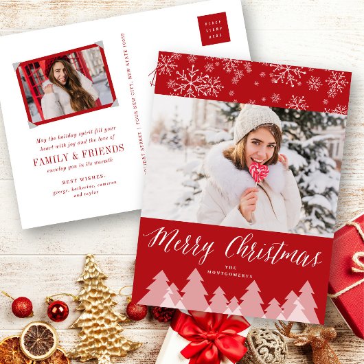 メリークリスマスツリーススノーフレーク冬ワンダーランド シーズンポストカード