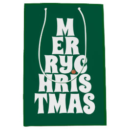 メリークリスマスツリースタイルおもしろい ミディアムペーパーバッグ