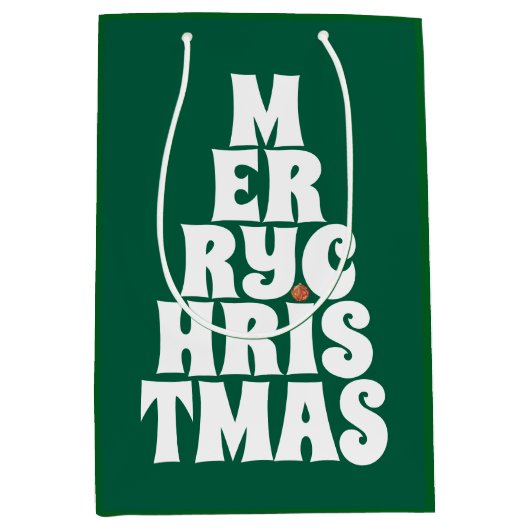 メリークリスマスツリースタイルおもしろい ミディアムペーパーバッグ (正面)