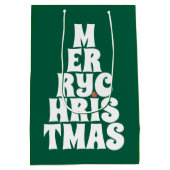 メリークリスマスツリースタイルおもしろい ミディアムペーパーバッグ (裏面)