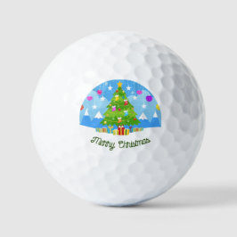 メリークリスマスツリースターのプレゼント ホリデーフェスティブ ゴルフボール