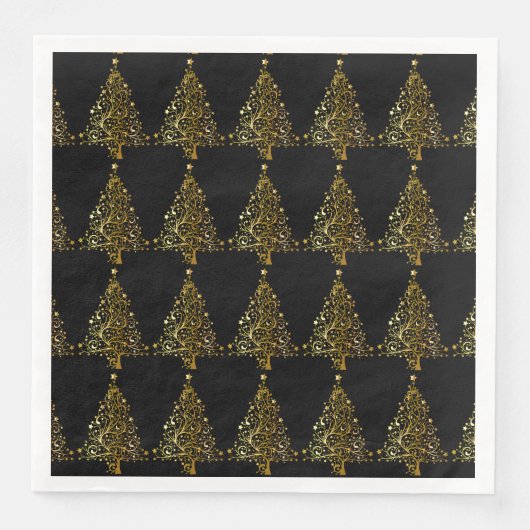 メリークリスマスツリースターズブラック金ゴールドシャイニーシック (正面)
