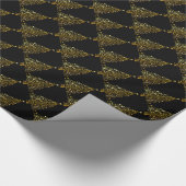 メリークリスマスツリースターズブラック金ゴールドシャイニーシック ラッピングペーパー (角)