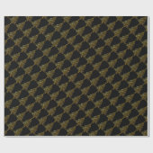 メリークリスマスツリースターズブラック金ゴールドシャイニーシック ラッピングペーパー (フラット)