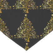 メリークリスマスツリースターズブラック金ゴールドシャイニーシック ロングテーブルランナー (コーナー)