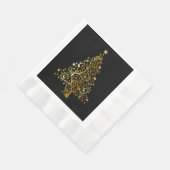 メリークリスマスツリースターズブラック金ゴールドシャイニーシック 縁ありランチョンナプキン (角)