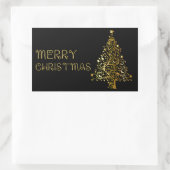 メリークリスマスツリースターズブラック金ゴールドシャイニーシック 長方形シール (バッグ)