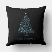 メリークリスマスツリースターブラックメタリックブルー クッション (裏面)