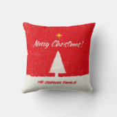 メリークリスマスツリースターレッドホワイトブラシスクリプト クッション (裏面)