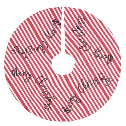 メリークリスマスツリーストライプスカート赤と白 ブラッシュドポリエステルツリースカート (正面)