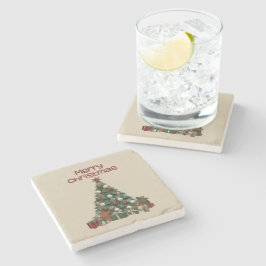 メリークリスマスツリーストーン コースター