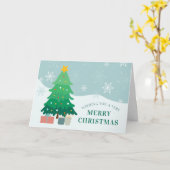 メリークリスマスツリースノーフレークスホリデー カード (黄色い花)