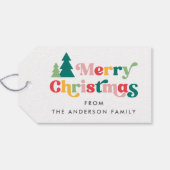 メリークリスマスツリーズカラフルレトロフォント ギフトタグ (裏面横)