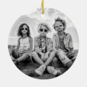 メリークリスマスツリーズカラフルレトロフォント セラミックオーナメント (裏面)