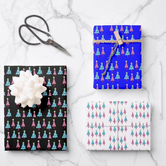 メリークリスマスツリーズシートラッピング紙 ラッピングペーパーシート (正面)