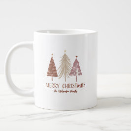 メリークリスマスツリーズスノーホリデーエレガントカスタム ジャンボコーヒーマグカップ