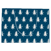 メリークリスマスツリーズパターンブルー抱き枕 ラージペーパーバッグ (裏面)