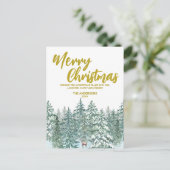 メリークリスマスツリーズフォレストMooseスクリプトホリデー シーズンポストカード (スタンド正面)