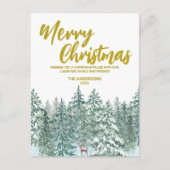 メリークリスマスツリーズフォレストMooseスクリプトホリデー シーズンポストカード (正面)