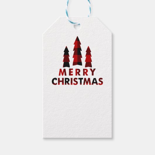 メリークリスマスツリーズプレイドホリデーギフト交換 ギフトタグ (正面)