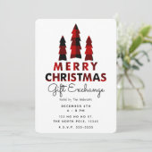 メリークリスマスツリーズプレイドホリデーギフト交換 招待状 (スタンド正面)