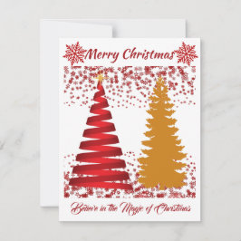 メリークリスマスツリーズレッド&ゴールデンシャインホリデー シーズンカード