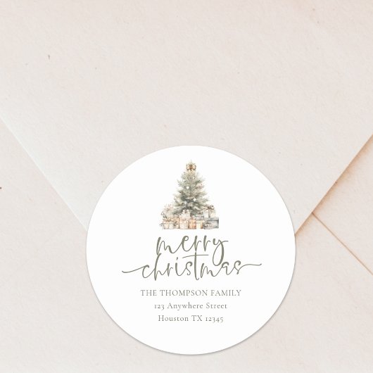メリークリスマスツリーセージのスクリプト差出人住所 ラウンドシール