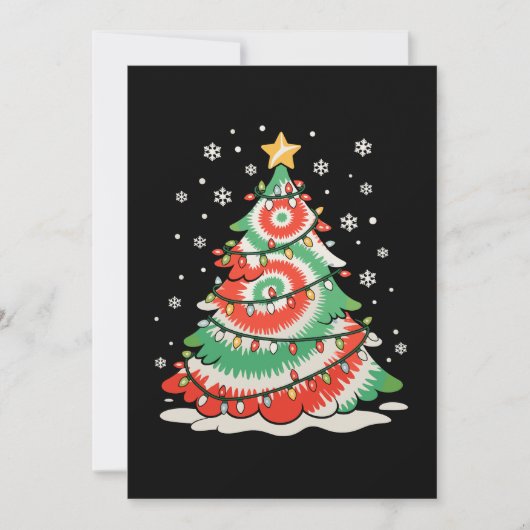メリークリスマスツリータイダイ クリスマス レトロ感 招待状 (正面)