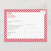 メリークリスマスツリータイポグラフィ家族写真赤 シーズンポストカード (裏面)