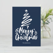 メリークリスマスツリーダークブルーのクリスマスカード シーズンカード (スタンド正面)